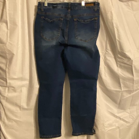 H & H Harmony & Havoc Ankle Slim Medium Wash Distressed Jeans - Picture 2 of 3